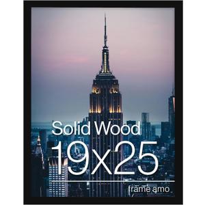 Frame Amo 19x25 Black Solid Wood Poster Frame, 1 inch Wide Border, Acrylic Face