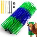 CONLI Livestock Scratching Brush with 4 Screws, Horse Brush with Plastic Bristles for Grooming, Cow Scratcher Goat Scratching Post Relieves Itchy Backs of Horse Sheep Cattle Pig (Green)