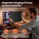 Magnetic Monitor Privacy Screen 24 inch for Frameless/Thin Bezel Computer 16:9 Aspect Ratio, Hanging Anti Blue Light Shield Eye Protection, 24in Removable Anti-Impact Privacy Protector Film