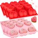 Reallnaive 6 Pcs 3D Heart Silicone Mold Bulk 6 Cavity Easy Demold Baking Pan for Love Shaped Pudding Chocolate Cake Candy Resin Soap Valentine Wedding Gift