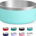 LIHOOOOM Stainless Steel Dog Bowl, Metal Water and Food Dish for Large Dogs, Insulated Non-Slip Pet Bowl, Easy Clean, 64oz, Mint GRE