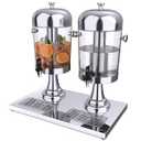 THXSUN Beverage Dispenser, 4.4 Gallon Double Drink Dispenser with Centre Ice Core and Drip Tray, Stainless Steel & PE Beverage Dispenser with Stand for Cold Drinks Parties Buffet Catering