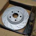 MOTOREVO Front Geomet Brake Rotors Kit for RAV4 [2006-2018, 296mm11.7in] [2006-2012 ONLY Third Row Seating, NOT 2 Row] [2013-2018 Except LE] Replacement Brake Discs and Ceramic Brake Pads