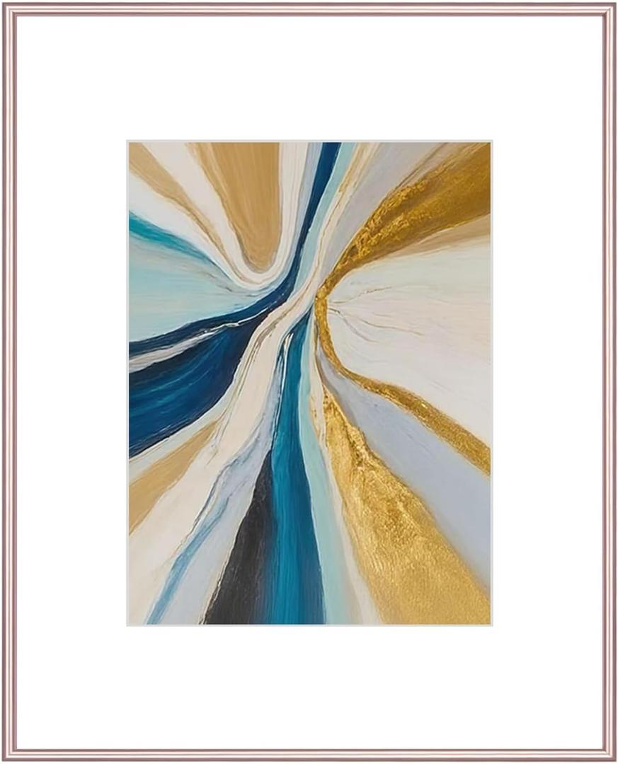 8x10 Picture Frame, Rose Gold Brushed Thin Metal Aluminum Photo Frame with HD Glass, Fit 6x8 with Mat or 8 x 10 without Mat, for Table and Wall, 1 Pack