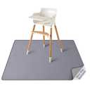 Blissful Diary Baby Splat Mat for Under High Chair, 50.4 x 50.4 Inch Wipeable Splash Mat, Waterproof and Washable, Anti-Slip Floor Protector, Gray