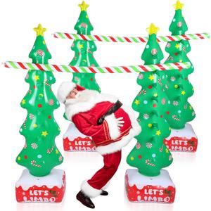 2-Piece Christmas Limbo Set - Inflatable Limbo Stick & Tree Decoration for Xmas Fun Indoor/Outdoor Party Games