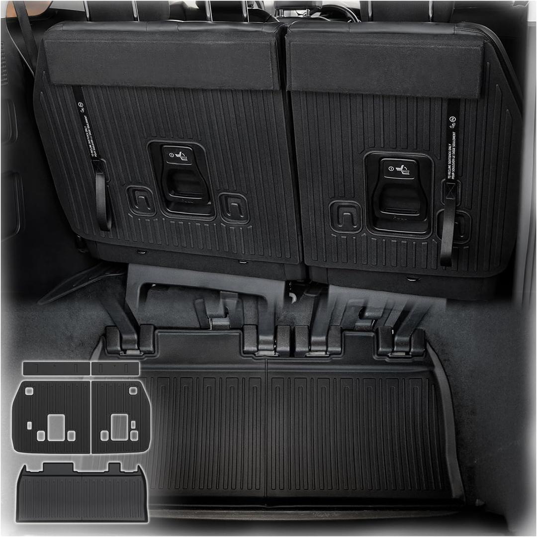 Cargo Lower Mat Backrest Mats for 2022-2025 2026 Kia Carnival, All Weather TPE Seat Back Liners Trunk Lower Well Mat Cargo Liner Accessories (Backrest Mats for 3rd-Row+ Cargo Lower Mat)