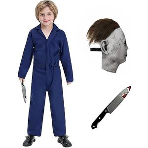 brableewear Halloween Killer Costume Kids Horror Movie Killer Cosplay Jumpsuit Outfits Halloween Coveralls Movie Replica (Large)