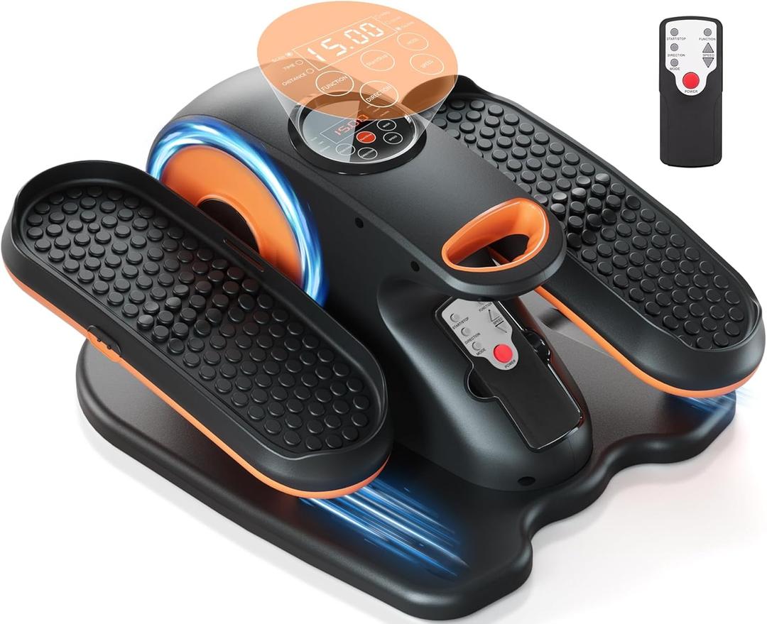 Under Desk Elliptical Machine, Ellipse Exerciser as Seen on TV for Seniors with Remote Control & 12 Adjustable Speeds, Elliptical Machine for Home (orange)