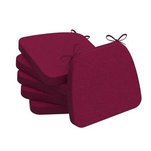 AAAAAcessories D-Shaped Chair Cushions, 2" Thick Dining Chair Pads with Ties and Removable, Machine-Washable Cover, 17" x 16", Set of 6, Red