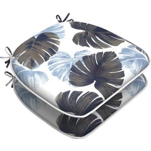 LVTXIII Indoor/Outdoor Chair Cushions Seat Cushions with Ties, Patio Chair Pads D16xW17 Inch for Patio Furniture Garden Home Office Decoration 2 Pack, Big Leaves