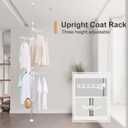 BAOYOUNI Corner Laundry Pole Coat Tree Hanger Telescopic Clothing Drying Rack Floor to Ceiling Tension Shelf Rod Metal Storage Organizer Stand with 4 Arms & 1 Hook - Ivory