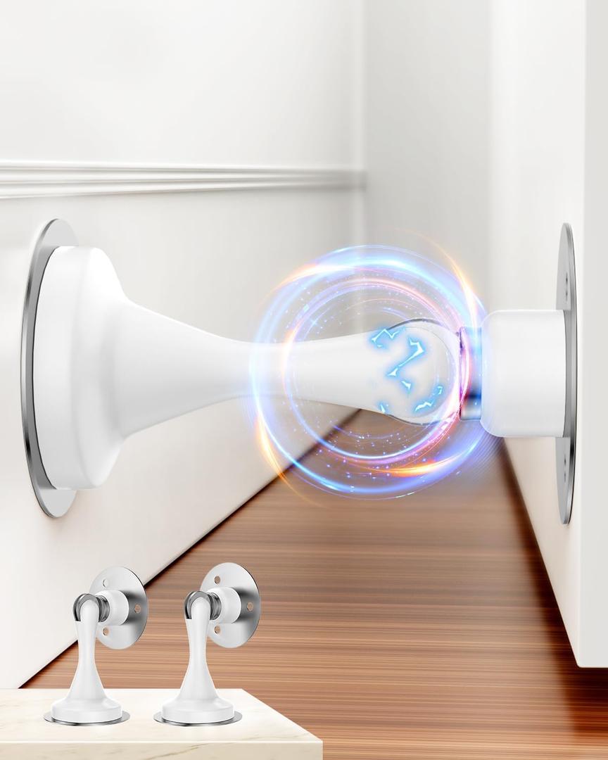 HELEMAN Magnetic Door Stoppers for Bottom of Door: 2Pack Stainless Steel Door Stops Holder Catch Magnet for Wall Floor Mount - Easy No Drill Strong Adhesive & Screws Keep Doors Open Accessories(White) HELEMAN Magnetic Door Stoppers for Bottom of Door: 2Pack Stainless Steel Door Stops Holder Catch Magnet for Wall Floor Mount - Easy No Drill Strong Adhesive & Screws Keep Doors Open Accessories(White)