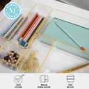Martha Stewart Kerry Plastic Stackable Office Desk Drawer Organizers, Set of 8, with Gold Trim