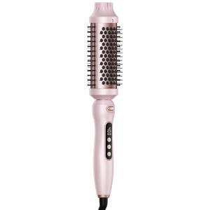 Thermal Brush, 1.7 inch Heated Round Brush with Detachable Head, Velvet Pouch and Dual Voltage for Travel, Easy to Create Blowout Look (Silver) (Pink)