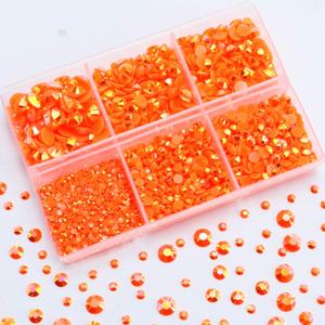 3000PCS Resin Flatback Rhinestone, 2mm 3mm 4mm 5mm 6mm Orange AB Flatback Jelly Resin Rhinestones for Tumblers, Mugs, Bottles, Craft Decoration, Loose Bling Glitter Gem Stone (Mix 5 Sizes)