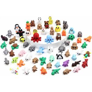 65 PCS 3D Printed Animal Figurines Set, Articulated Animal Figurines,Fidget Toys, Flexible Desk Decor, Party Favor, Gifts for Girls and Boys, Classroom Reward