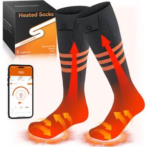 Heated Socks for Men Women, Upgraded Rechargeable Electric Heated Socks Up to 10 Hours, Washable Winter Foot Warmer Socks for Outdoor Camping Skiing Hunting Hiking