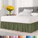 Wrap Around Dust Ruffle Bed Skirt - Sage Green - for Queen Size Beds with 18 Inch Drop - Elastic Strap - Adjustable Pleated Bedskirt with Brushed Fabric and Wrinkle Free - For Women, Men, Kids & Teens