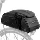 WOTOW Reflective Rear Rack Bag, Water Resistant Bike Saddle Panniers for Bicycles Ebike, 8L Trunk Cycling Back Seat Cargo Carrier Storage Pouch With Shoulder Strap for Travel Commute (Black)