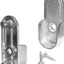 15mm x 30mm Oval Closet Rod End Supports (Single Hole) with Rear Facing 6.5mm Pins (Pack of 40) (Chome 40 pcs)