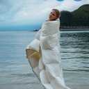 Super Luxury Down Fiber Comforter Oversized King - Ultra-Soft Hotel Collection Comforter - High Fill Power Duvet Insert - Fluffy and Cozy - Ivory White - 120x98