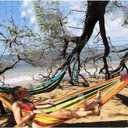 ANYOO Cotton Hammock Portable Camping Hammocks for Hanging Sturdy Garden Comfortable Fabric Hammock with Tree Straps Up to 660lbs with Travel Bag for Camping Outdoor/Indoor Patio Backyard