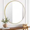 CULER Round Gold Bathroom 36 Inch Mirror,Circle Wall Modern Mirror for Bedroom,Hanging Vanity Tempered Glass Mirrors for Entryway or Living Room