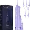 TOVENDOR Electric Water Flosser, Cordless Rechargeable Dental Oral Irrigator IPX7 Waterproof 300ML Travel Water Teeth Cleaner with 5 Tips for Braces Care Teeth Gums Cleaning, Home Office Daily Use (Lavender)