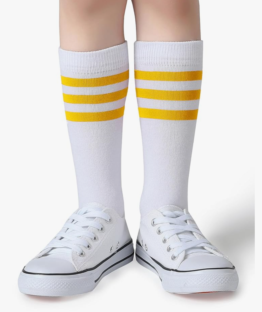 Pareberry Boys Girls Over the Calf Striped Tube Socks Cotton Soft Retro Athletics Socks for Kids Age 4-9, 6 Pairs, Mixed Colors