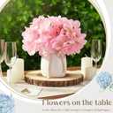 Leinuosen 6 Set Artificial Hydrangea Flowers and Plastic Vases Set Centerpieces Table Decorations Silk Fake Hydrangea Full Flowers Heads with Stems Bulk for Wedding Home Baby Shower (Pink)