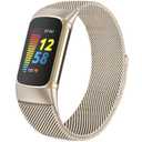 surundo Compatible with Fitbit Charge 6/Charge 5 Bands for Wmen Men, Metal Mesh Milanese Loop Adjustable Strap Replacement for Fitbit Charge 6/Charge 5 Advanced Fitness & Health Trackers