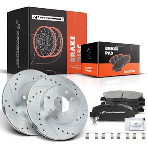 A-Premium 10.24 inch(260 mm) Front Drilled and Slotted Disc Brake Rotors + Ceramic Pads Kit Compatible with Select Honda Models - Accord 1998 1999 2000 2001 2002 L4 2.4L, 6-PC Set