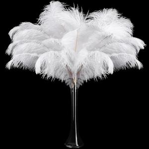 Retrowavy 50 Pcs 14-16 Inches Large Natural Ostrich Feathers Bulk for Centerpieces for Wedding Party Centerpieces Home Decoration Flower Arrangement (White)