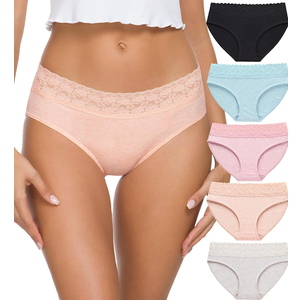 Hipster Panties for Women Underwear Lace Bikini Hip-huggers Panties 5 Pack M
