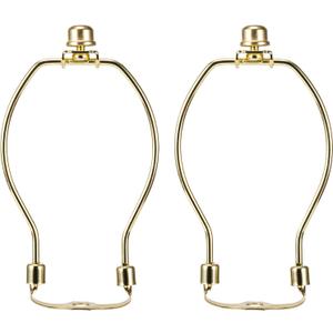 6 Inch Lamp Harp Kits, Polished Brass Finish, 3/8 Saddle Base Holes, Light-Duty, Pack of 2 Replacements for Table Lamp DIY Shade Holders (Not for Heavy Shades)
