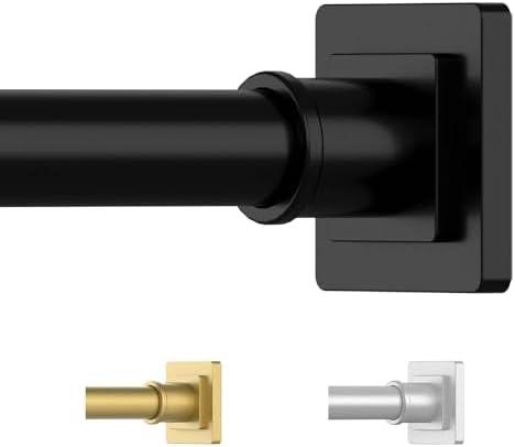 UIOSANRT Shower Curtain Rod Adjustable 31-79", Anti-Rust Shower Rod & Spring Tension Shower Rod No Drill, Black Shower Curtain Rod for Bathroom Tension Rod