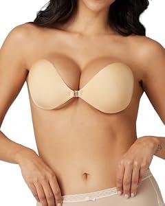 Seamless Convenience Adhesive Bra: Easy On/Off Self Adhesive Silicone Bra, Breathable & Invisible for Everyday Wear Dark Nude, A-C cups