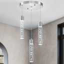 Pendant Lights Kitchen Island Hanging Light Fixture, LED Dining Room Light Fixture 3-Light Brushed Nickel 20W 6000K (9.8in)