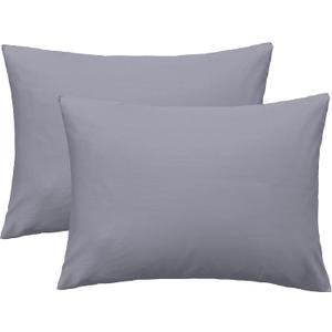 iMaylex Soft 100% Egyptian Cotton Zipper Pillow Case, Cozy and Lightweight Pillowcase, Set of 2, Light Grey, Standard, 20" x 26"