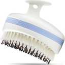 Scalp Massager with Double-Layer Bristles,Anti-Slip Rich-Lathering Hair Washing Shampoo Brush,Curved Scalp Scrubber with Better Head Fit for Dandruff Removal,Wet&Dry Use Scalp Stimulator. (Blue)