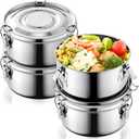 4 Pcs Small Stainless Steel Bento Box Bulk 13 oz Reusable 304 Stainless Steel Food Storage Containers with Lockable Clips to Leak Proof, Dishwasher Safe