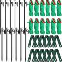 Sintuff 36 Pcs Heavy Duty Tree Stake Kits Stake and Support for Young Leaning Tree Anchor Straightening Kit, 15.8'' Support Straps, 11.8'' Steel Stakes, 13.12ft Rope(Green)
