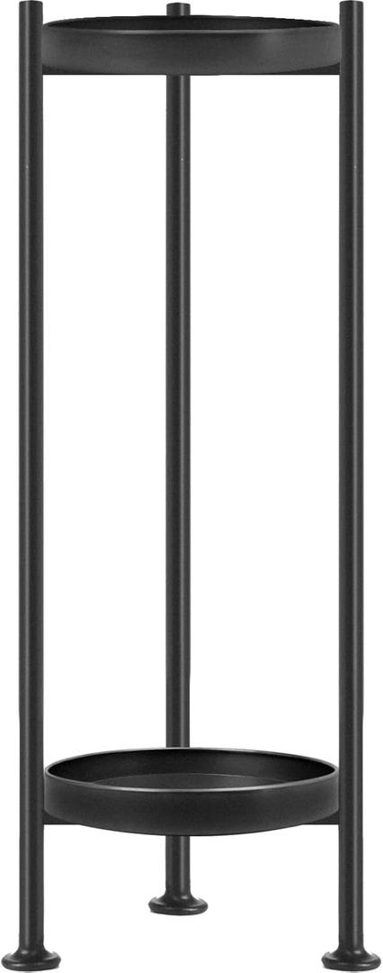 Plant Stand Indoor Outdoor, 2 Tier Iron Plant Stand, 30'' Tall Pedestal Stand Outdoor, Metal Flower Stands for Indoor Plants, Balcony, Living Room (black)