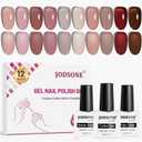 JODSONE 12PCS Gel Nail Polish Set 10 Translucent Jelly Colors Natural, Elegant & Long Lasting For Home & Salon Use