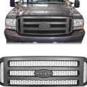 ECOTRIC New Front Grille Grill Compatible with 1999 2000 2001 2002 2003 2004 FORD F250 F350 SUPER DUTY Excursion Black Grille Mesh Style