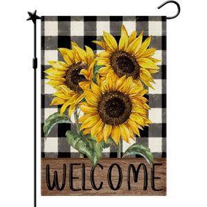Sunflower Garden Flag, Buffalo Spring Summer Fall Garden Flag Vertical Double Sided Burlap Party Holiday Yard Home Farmhouse Outside Decor 12.5 x 18 In B