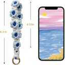 Macrame Keychain Wristlet Keychains for Women Wrist Lanyard for Keys Car Keys Cute Boho Keychains Keyring Bracelet for Girls (Blue)