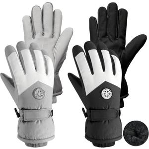 2 Pairs Winter Ski Snow Gloves Men Women Waterproof Touchscreen Snowboarding Gloves Warm Winter Snowmobile Glove