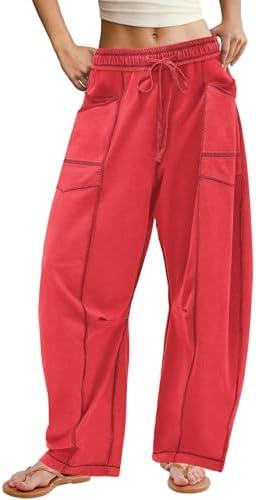Women's Wide Leg Trousers with Drawstring - Summer Loose Trousers - Casual Beach Trousers - Relaxed Summer Pants Size M